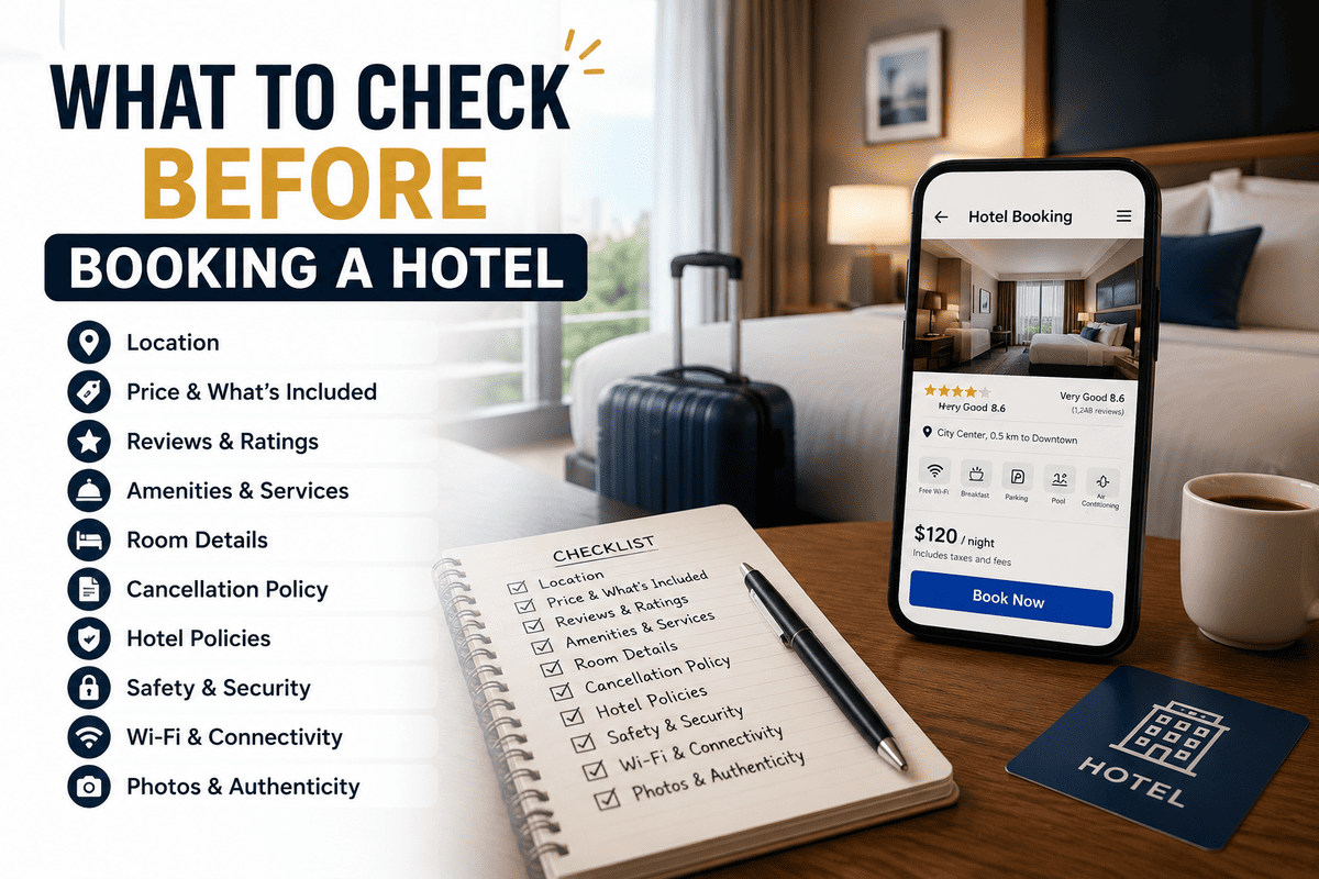 what to check before booking a hotel