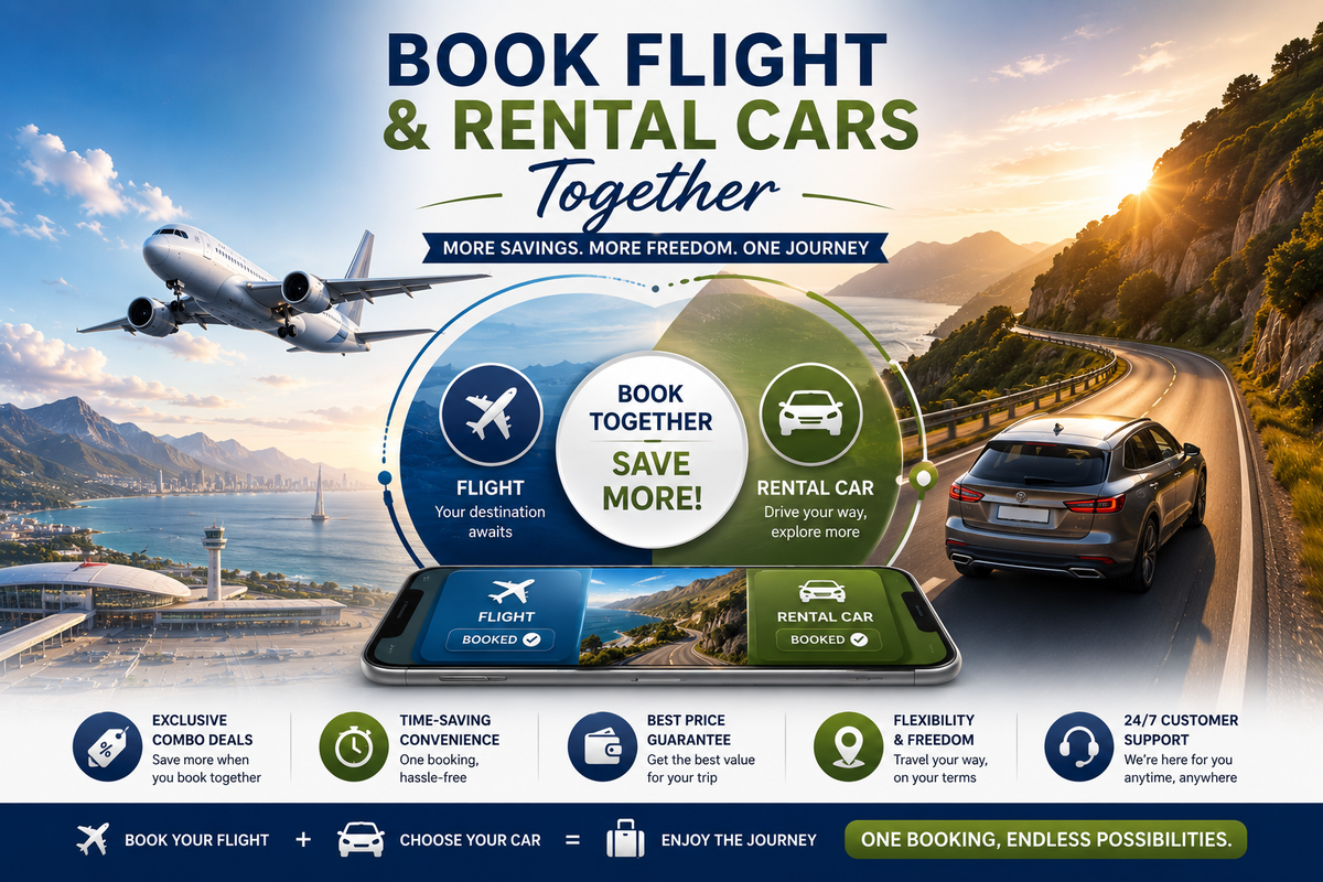book flight and rental cars together
