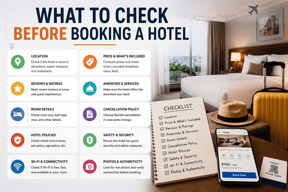 what to check before booking a hotel