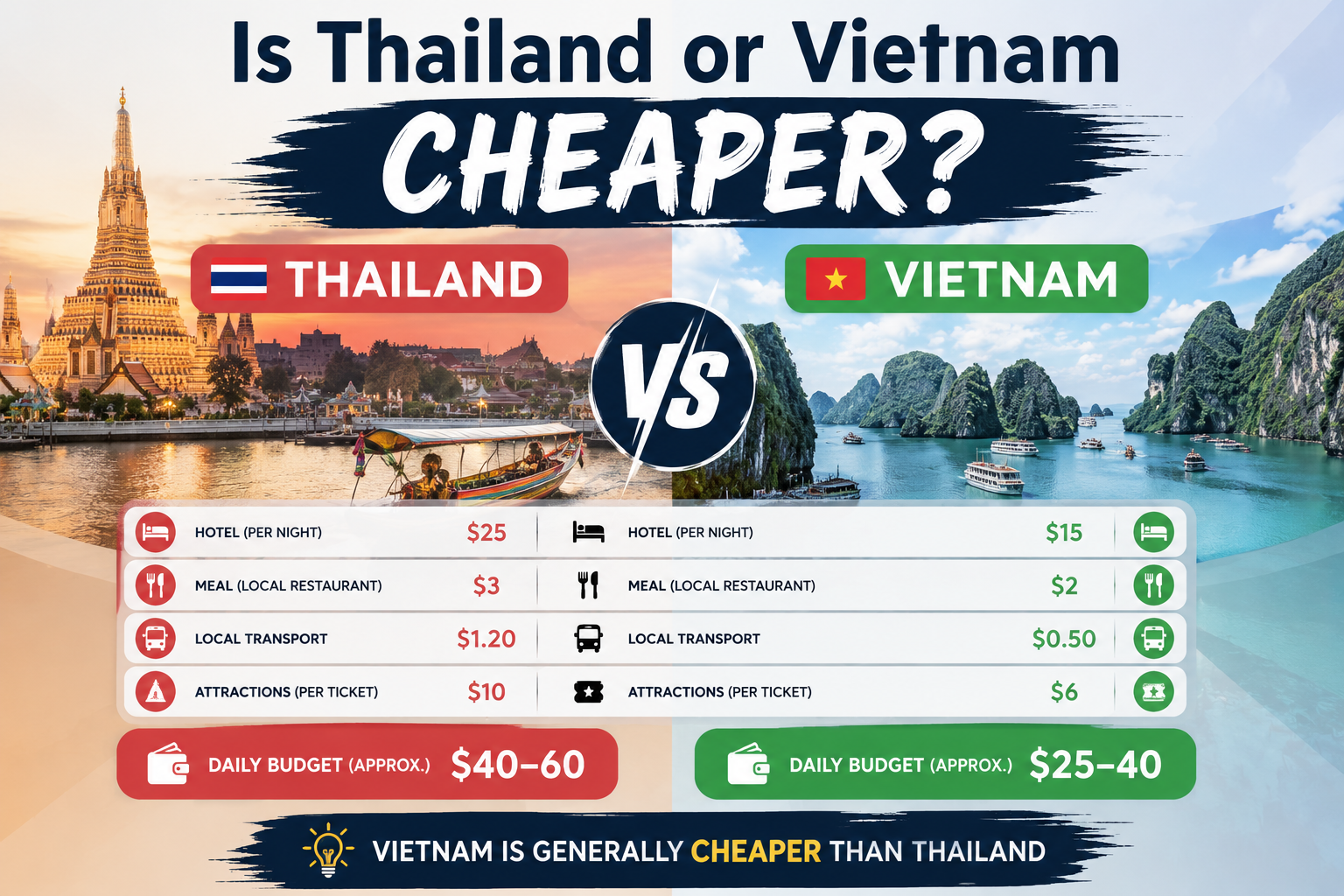 Is Thailand or Vietnam cheaper