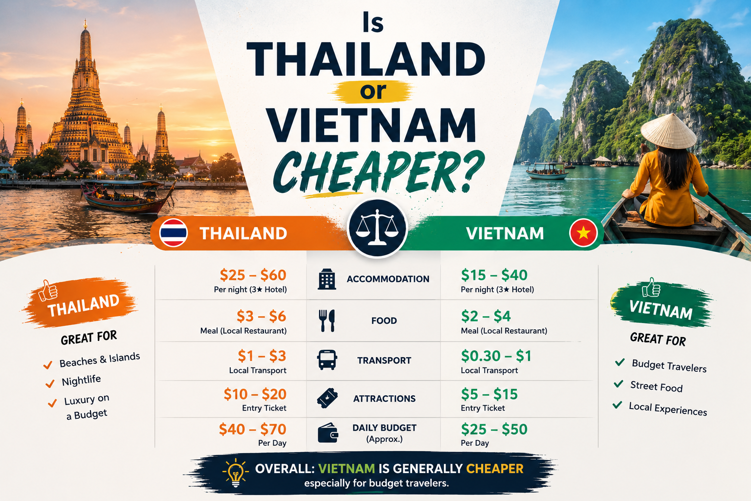 Is Thailand or Vietnam cheaper 